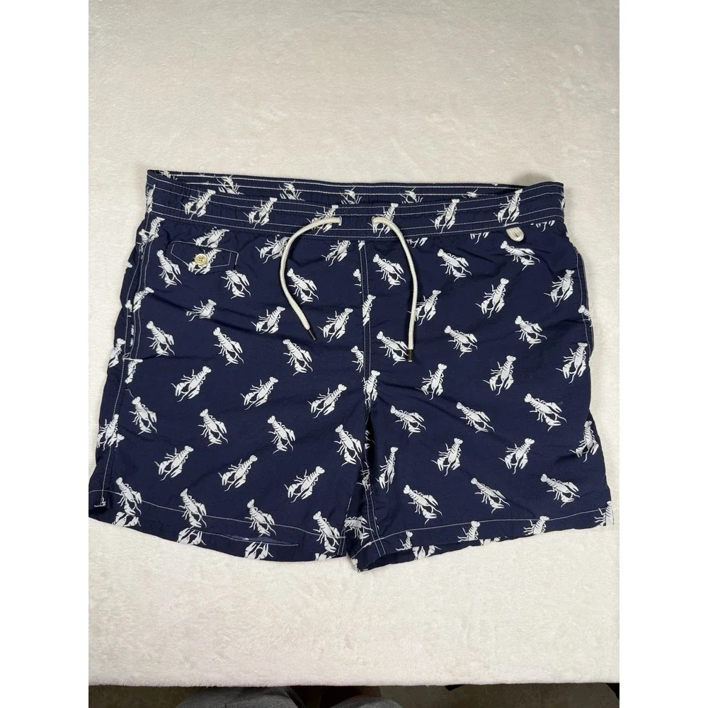 Polo Ralph Lauren‎ Lobster Print Swim Trunks Mens Medium Blue Mesh Lined